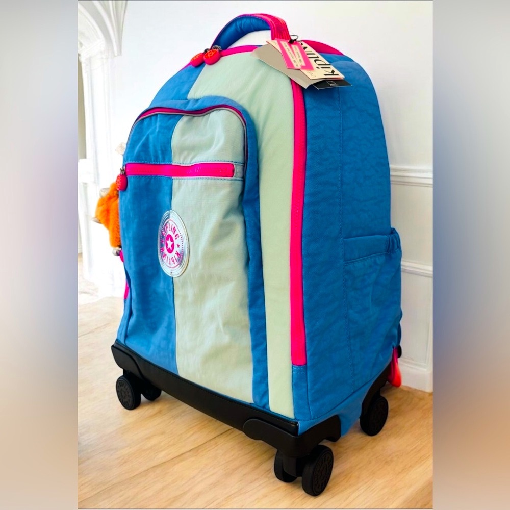 Kipling New Zea 15" Laptop Rolling Backpack Blue Bouncy - Picture 2 of 7